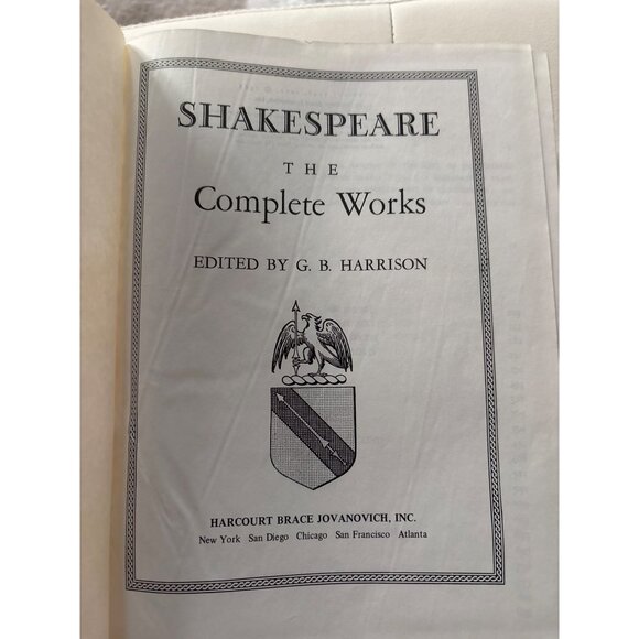 Shakespeare The Complete Works By G.B. Harrison 1968 Harcourt Brace Jovanovich - Picture 3 of 12